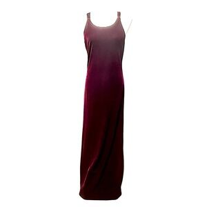 Y2K VTG Velvet Dress Burgundy Maxi Gown Sz 11 Prom Hoco Winter Formal Whimsigoth